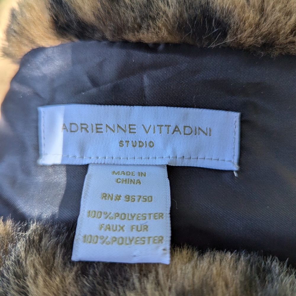 Adrienne Vittadini Faux Fur Scarf in Black and Brown - Picture 3 of 5